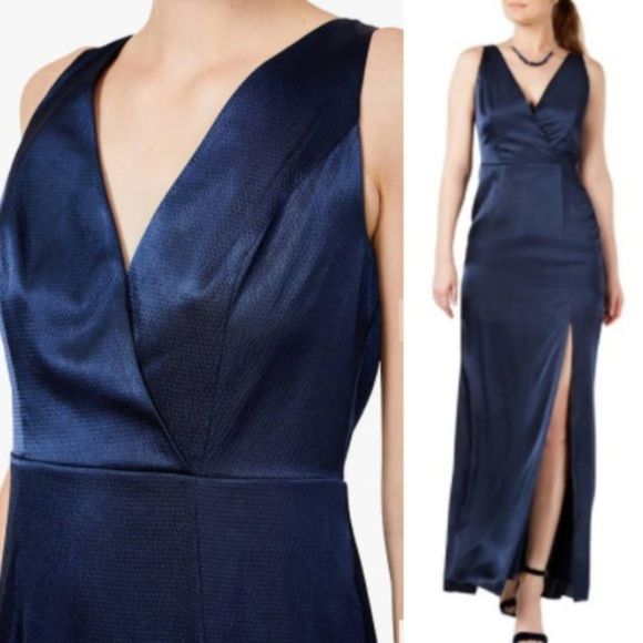 navy satin gown